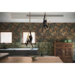 STILIZÁLT DZSUNGELMOTÍVUMOS MAJMOS LUXUSTAPÉTA BARNA OKKER SZÍNBEN