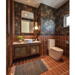 STILIZÁLT DZSUNGELMOTÍVUMOS MAJMOS LUXUSTAPÉTA BARNA OKKER SZÍNBEN