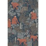 STILIZÁLT DZSUNGELMOTÍVUMOS MAJMOS LUXUSTAPÉTA FEKETE BARNA BORDÓ SZÍNBEN