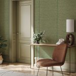 TERMÉSZETES SZŐTT HATÁSÚ LUXUSTAPÉTA BLOKKOS ELRENDEZÉSSEL ZÖLD SZÍNBEN