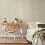 TEXTIL HATÁSÚ LUXUSTAPÉTA HÍMZETT HATÁSÚ LEVÉL MINTÁVAL BÉZS SZÍNBEN