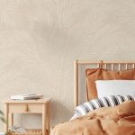 TEXTIL HATÁSÚ LUXUSTAPÉTA HÍMZETT HATÁSÚ LEVÉL MINTÁVAL BÉZS SZÍNBEN