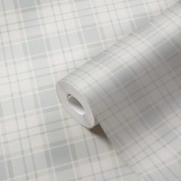   PASZTEL ÁRNYALATÚ SKÓT KOCKÁS VINYL TAPÉTA , SZÜRKE ÉS KÉK