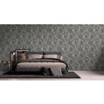 MODERN , TRÓPUSI NÖVÉNYZET MINTÁS TAPÉTA, TEXTIL HATÁSÚ ALAPON ,TAUPE SZÜRKE SZÍNEKBEN