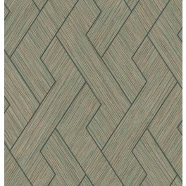   ELEGÁNS VONALVEZETÉSŰ, SZIZÁL HATÁSÚ GEOMETRIAI MINTÁS TAPÉTA , FÉMES BRONZ VONALAKKAL , ZÖLD SZÍN