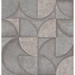   ELEGÁNS, KŐHATÁSÚ GEOMETRIAI MINTÁS TAPÉTA , SZÜRKE SZÍNBEN , FÉMES RÉSZLETEKKEL
