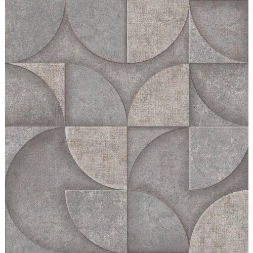 ELEGÁNS, KŐHATÁSÚ GEOMETRIAI MINTÁS TAPÉTA , SZÜRKE SZÍNBEN , FÉMES RÉSZLETEKKEL