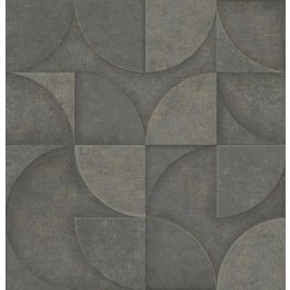   ELEGÁNS, KŐHATÁSÚ GEOMETRIAI MINTÁS TAPÉTA , ANTRACIT SZÜRKE SZÍNBEN , FÉMES RÉSZLETEKKEL
