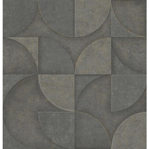 ELEGÁNS, KŐHATÁSÚ GEOMETRIAI MINTÁS TAPÉTA , ANTRACIT SZÜRKE SZÍNBEN , FÉMES RÉSZLETEKKEL