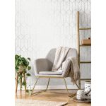 ART DECO, GEOMETRIKUS TAPÉTA PARAFA HATÁSÚ, FEHÉR ALAPON, EZÜST MINTÁVAL