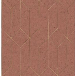   ART DECO, GEOMETRIKUS TAPÉTA PARAFA HATÁSÚ, TERRAKOTTA ALAPON, ARANY MINTÁVAL