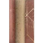 ART DECO, GEOMETRIKUS TAPÉTA PARAFA HATÁSÚ, TERRAKOTTA ALAPON, ARANY MINTÁVAL
