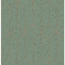   ART DECO, GEOMETRIKUS TAPÉTA PARAFA HATÁSÚ, BORÓKAZÖLD ALAPON, ARANY MINTÁVAL
