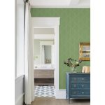 VARROTT MINTÁS KIFINOMULT TAPÉTA, ZÖLDALAPON, FEHÉR MINTÁVAL