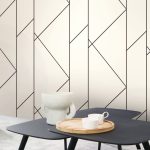 BAUHAUS, GEOMETRIKUS TAPÉTA, FEKETE MINTÁVAL, FEHÉR ALAPON