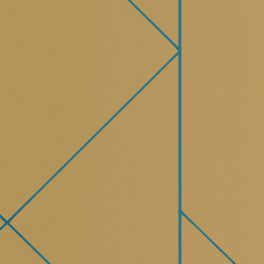   BAUHAUS, GEOMETRIKUS TAPÉTA, FÉMES KÉK MINTÁVAL, MUSTÁR SÁRGA ALAPON