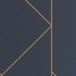 BAUHAUS, GEOMETRIKUS TAPÉTA, ARANY MINTÁVAL, SÖTÉTKÉK ALAPON