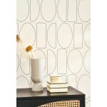 BAUHAUS, ELEGÁNS GEOMETRIAI TAPÉTA FEHÉR SZÍNBEN FEKETE MINTÁVAL