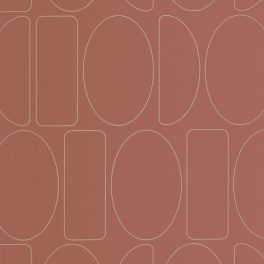   BAUHAUS, ELEGÁNS GEOMETRIAI TAPÉTA TERRAKOTTA SZÍNBEN FINOM EZÜST MINTÁVAL