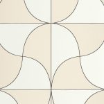 BAUHAUS, GEOMETRIKUS TAPÉTA, FEKETE VONALÚ, FÉNYES KRÉM MINTÁVAL KRÉM FEHÉR ALAPON