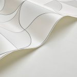 BAUHAUS, GEOMETRIKUS TAPÉTA, FEKETE VONALÚ, FÉNYES KRÉM MINTÁVAL KRÉM FEHÉR ALAPON