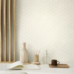 BAUHAUS, GEOMETRIKUS TAPÉTA, HEXA MINTÁVAL, FÉNYES KRÉM FEHÉR ALAPON