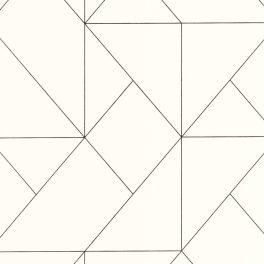   BAUHAUS, ELEGÁNS TAPÉTA FEKETE GEOMETRIKUS MINTÁVAL FEHÉR SZÍNBEN