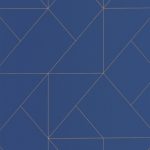 BAUHAUS, ELEGÁNS TAPÉTA ARANY GEOMETRIKUS MINTÁVAL KÉK SZÍNBEN