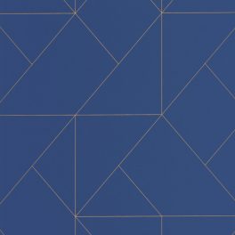   BAUHAUS, ELEGÁNS TAPÉTA ARANY GEOMETRIKUS MINTÁVAL KÉK SZÍNBEN