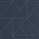 BAUHAUS, ELEGÁNS TAPÉTA EZÜST GEOMETRIKUS MINTÁVAL SÖTÉTKÉK SZÍNBEN