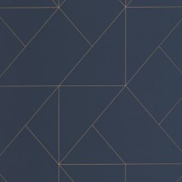   BAUHAUS, ELEGÁNS TAPÉTA EZÜST GEOMETRIKUS MINTÁVAL SÖTÉTKÉK SZÍNBEN