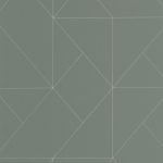 BAUHAUS, ELEGÁNS TAPÉTA EZÜST GEOMETRIKUS MINTÁVAL KHAKI ZÖLD SZÍNBEN