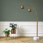 BAUHAUS, ELEGÁNS TAPÉTA EZÜST GEOMETRIKUS MINTÁVAL KHAKI ZÖLD SZÍNBEN