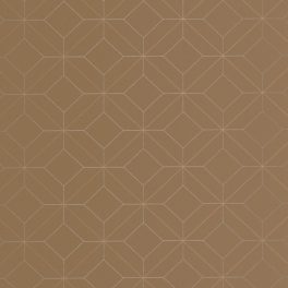  BAUHAUS TAPÉTA GEOMETRIKUS FORMÁKKAL, ARANY ÉS EZÜST MINTÁVAL KARAMELL ALAPON