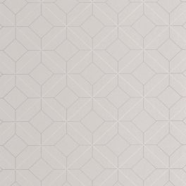   BAUHAUS TAPÉTA GEOMETRIKUS FORMÁKKAL, FEHÉR ÉS EZÜST MINTÁVAL VILÁGOSSZÜRKE ALAPON