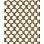 ELEGÁNS , HATSZÖG MINTÁS DESIGN TAPÉTA, FEKETE , ARANY ÉS EKRÜ SZÍNBEN