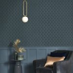 ELEGÁNS , HATSZÖG MINTÁS DESIGN TAPÉTA, FEKETE , OLAJKÉK SZÍNBEN , ARANY RÉSZLETEKKEL