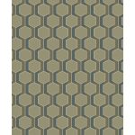 ELEGÁNS , HATSZÖG MINTÁS DESIGN TAPÉTA, FEKETE , KEKIZÖLD SZÍNBEN , ARANY RÉSZLETEKKEL