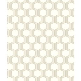 ELEGÁNS , HATSZÖG MINTÁS DESIGN TAPÉTA, FEKETE , BÉZS SZÍNBEN , ARANY RÉSZLETEKKEL