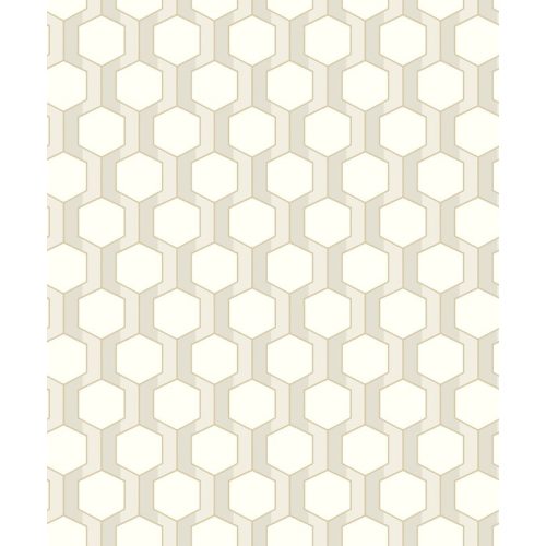ELEGÁNS , HATSZÖG MINTÁS DESIGN TAPÉTA, FEKETE , BÉZS SZÍNBEN , ARANY RÉSZLETEKKEL