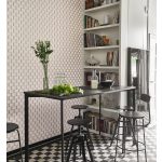 ELEGÁNS , HATSZÖG MINTÁS DESIGN TAPÉTA, FEKETE , BÉZS SZÍNBEN , ARANY RÉSZLETEKKEL