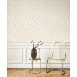 ELEGÁNS ,STILIZÁLT LEVÉLMINTÁS DESIGN TAPÉTA, BÉZS ALAPON EKRÜ SZÍNBEN