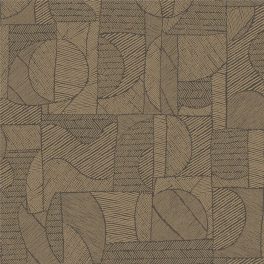   GEOMETRIKUS PATCHWORK MINTÁS TAPÉTA, BARNA ALAPON ARANY MINTA