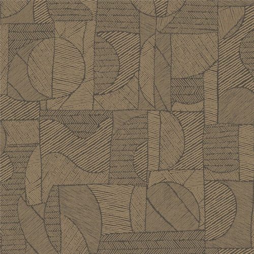 GEOMETRIKUS PATCHWORK MINTÁS TAPÉTA, BARNA ALAPON ARANY MINTA