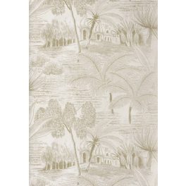  ELEGÁNS, KELETI, TÁJKÉP MINTÁS LUXUSTAPÉTA BÉZS ALAPON ARANY MINTÁVAL