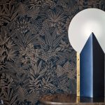 FINOM, ELEGÁNS NÖVÉNY MINTÁS LUXUSTAPÉTA SÖTÉTKÉK ALAPON ARANY MINTÁVAL