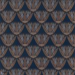 EGYIPTOMI IHLETÉSŰ NÖVÉNYMINTÁS LUXUSTAPÉTA SÖTÉTKÉK ALAPON BARNA BRONZ SZÍNBEN