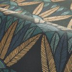 EGYIPTOMI IHLETÉSŰ NÖVÉNYMINTÁS LUXUSTAPÉTA SÖTÉT ALAPON TÜRKIZ BRONZ SZÍNBEN