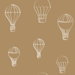 HŐLÉGBALLON MINTÁS GYEREKTAPÉTA , TEVE BARNA SZÍNBEN