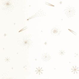   VILÁGŰR MINTÁS GYEREK TAPÉTA, FEHÉR ALAPON ARANY HATÁSÚ MINTA